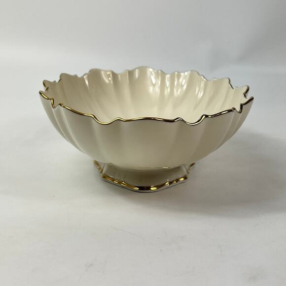 Lenox Symphony Scalloped Oval Centerpiece Serving Bowl 24K Gold Trim USA - Picture 4 of 12